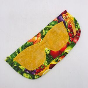 Handmade Sunglasses Eyeglasses Case Soft Fabric Veggie Garden Padded 8" x 3.5"